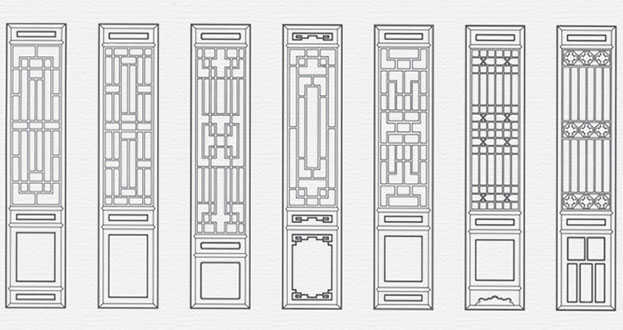 石泉常用中式仿古花窗图案隔断设计图