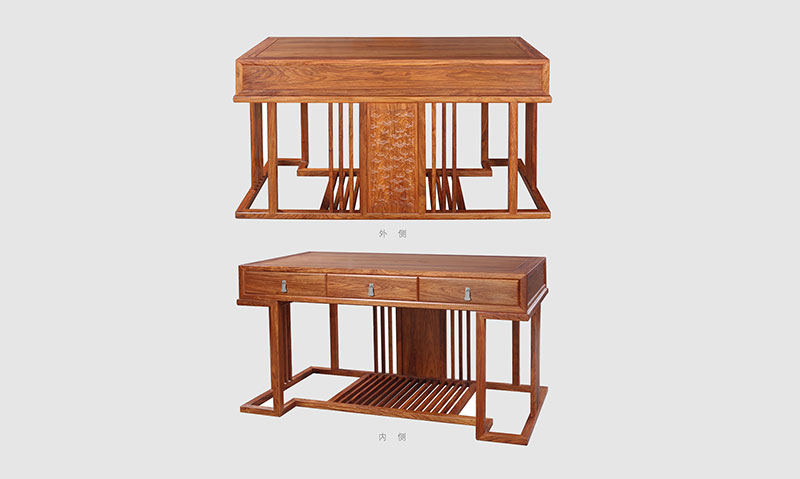 石泉 别墅中式家居书房装修实木书桌效果图